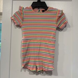 Girls Andy & Evan 4t pull on Romper Striped Spring Summer Vacation Clothes Play